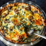 Crustless Spanakopita Quiche With Feta and Sautéed Mushrooms