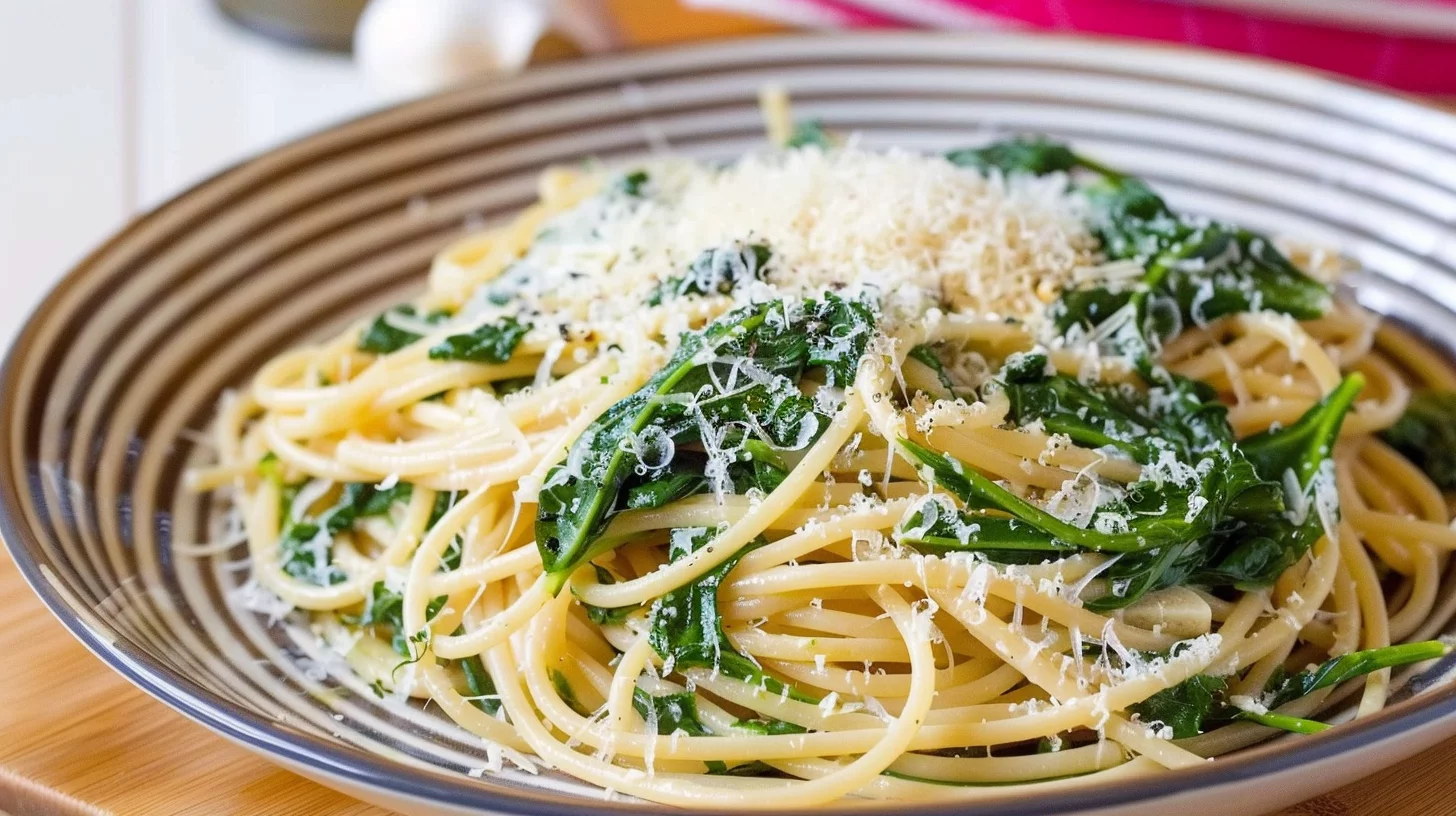 Spaghetti With Garlic and Spinach