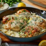 Creamy Garlic Lemon Chicken With Herb Rice