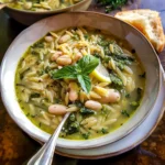 Creamy White Bean Lemon Pesto Orzo Soup