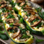 Greek Zucchini Boats With Mushrooms and Ricotta