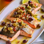 Pan-seared Salmon With Chunky Olive Sauce