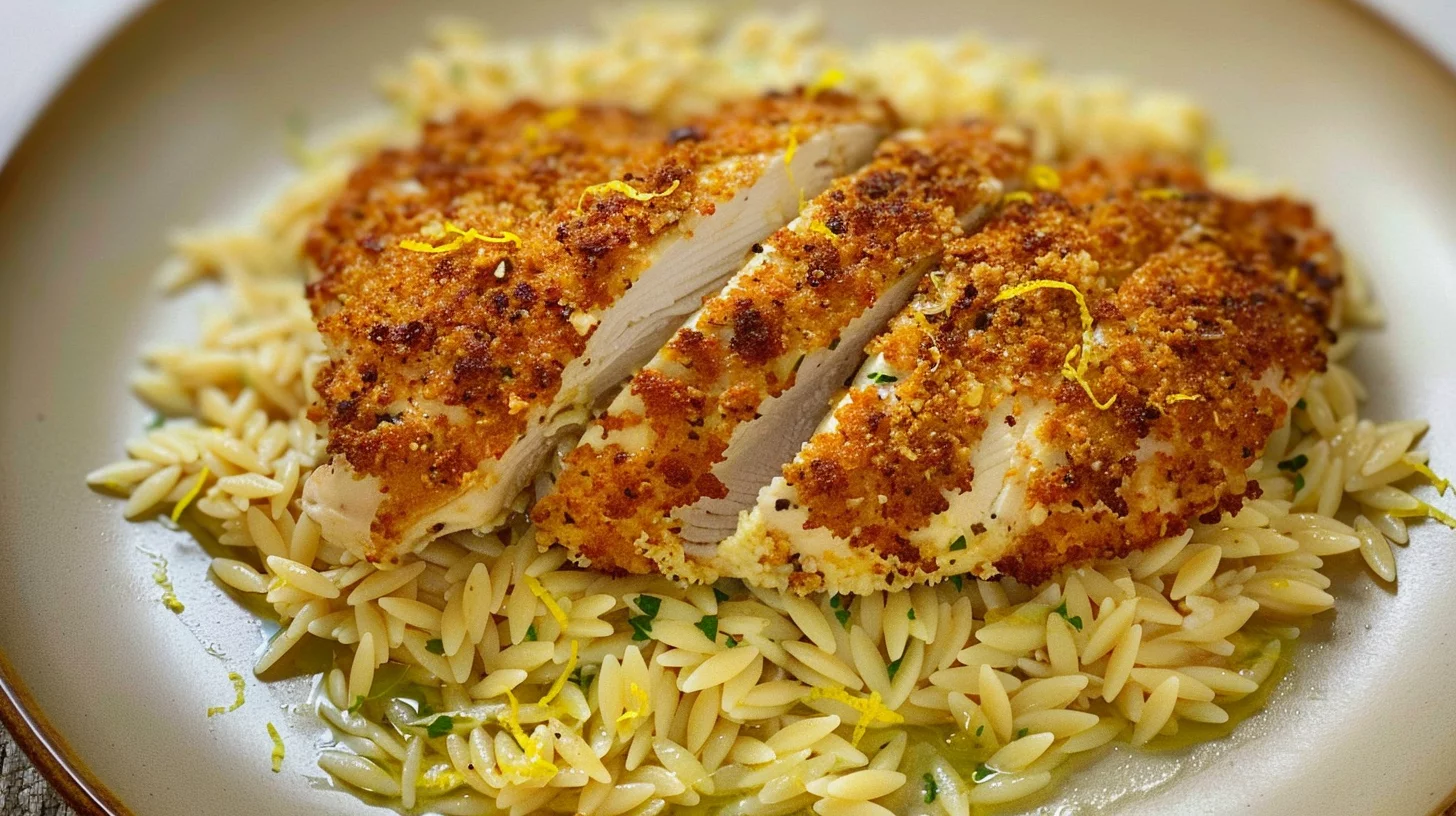 Parmesan Crusted Chicken With Herbed Orzo