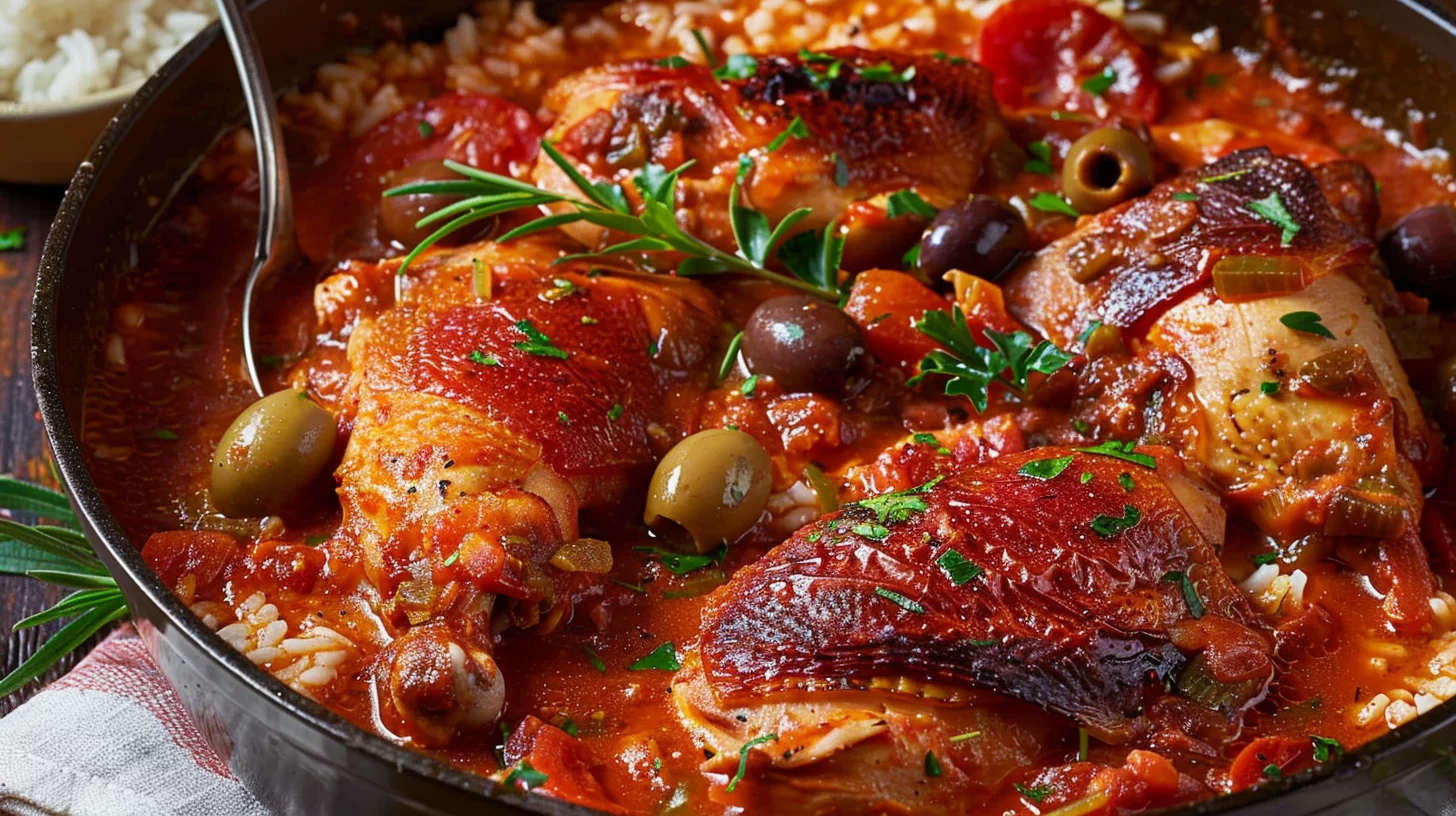 Rustic Tomato and Herb Chicken Stew With Fluffy White Rice