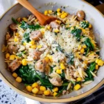 Sausage Corn and Spinach Orzo