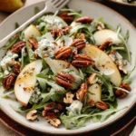 Sweet Pear and Arugula Salad With Candied Pecans and Creamy Gorgonzola