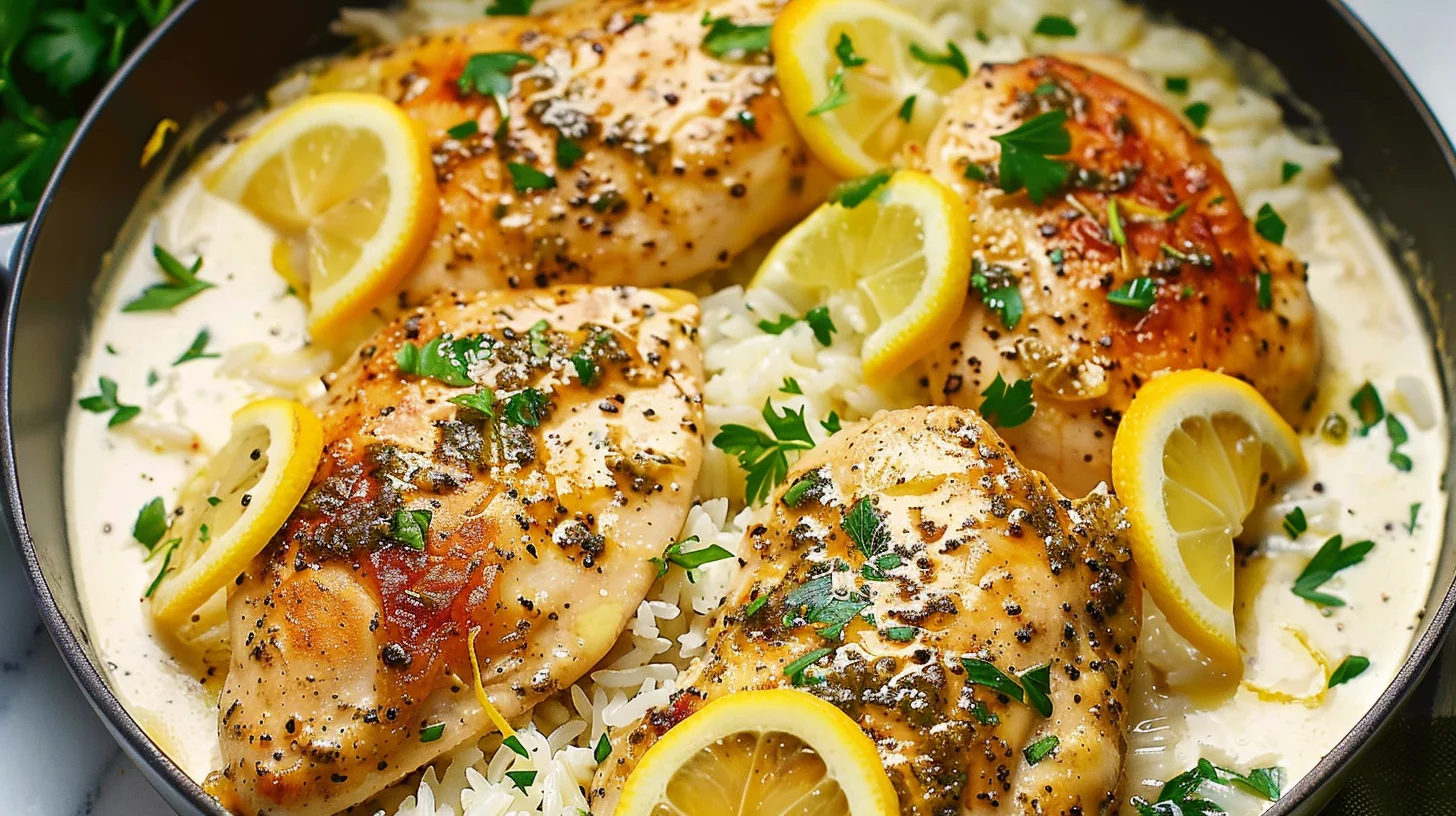 Ultimate Lemon-herb Chicken Bowl With Creamy Garlic Sauce and Fluffy Rice