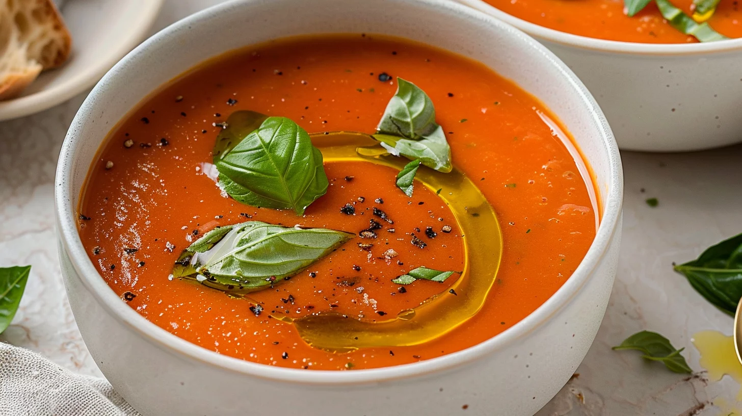 Easiest Homemade Roasted Tomato Soup With Basil