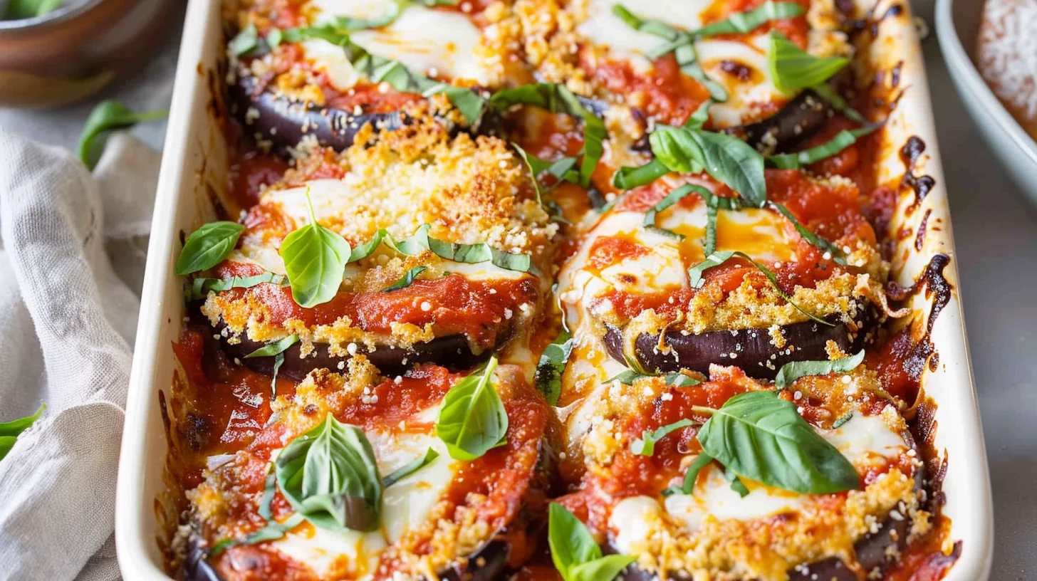 Baked Eggplant Parmesan With Panko Crust