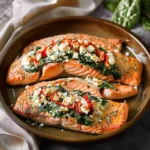 Baked Stuffed Salmon With Spinach and Feta
