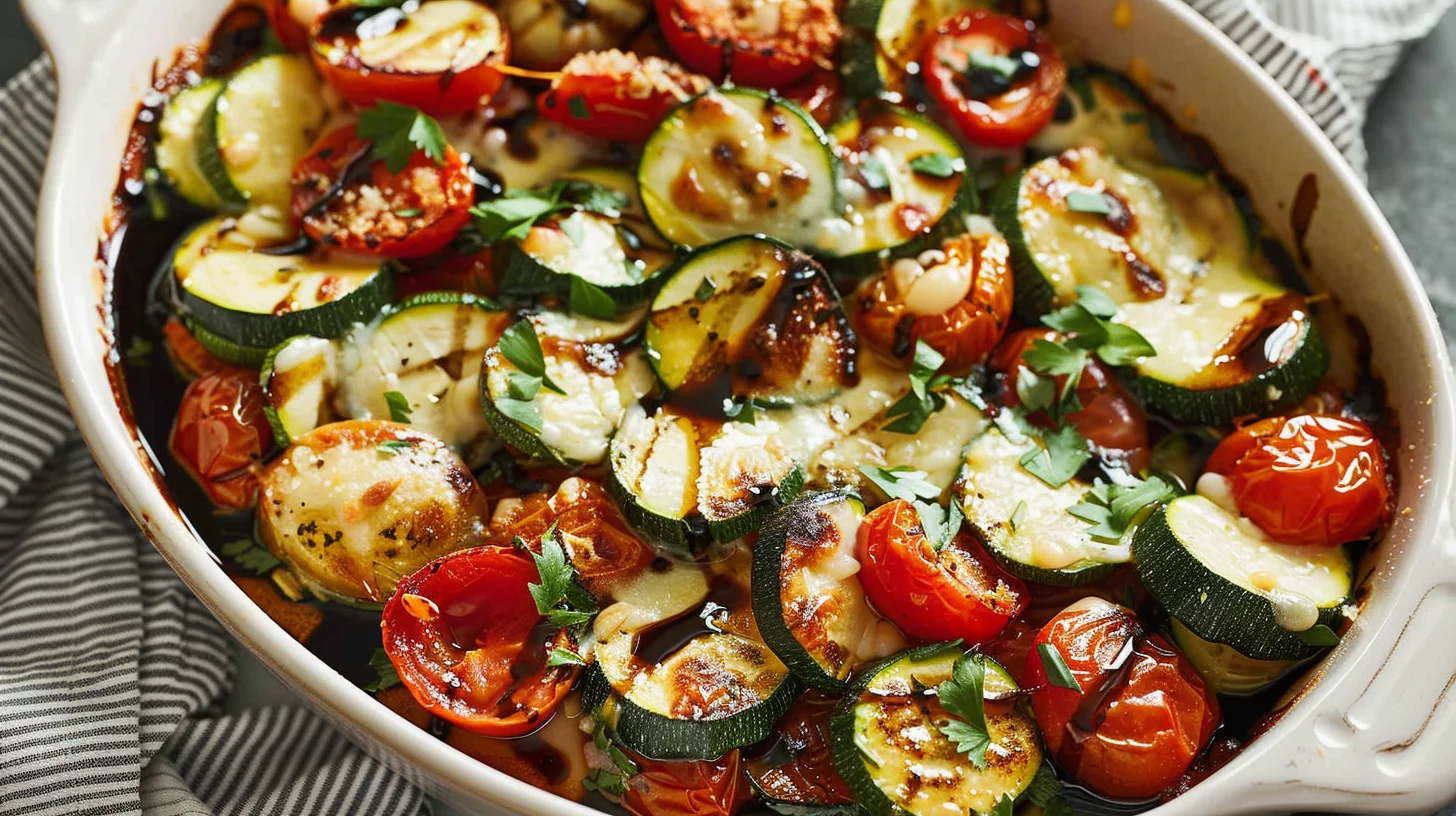 Balsamic Zucchini Tomato Bake Last Ingredient