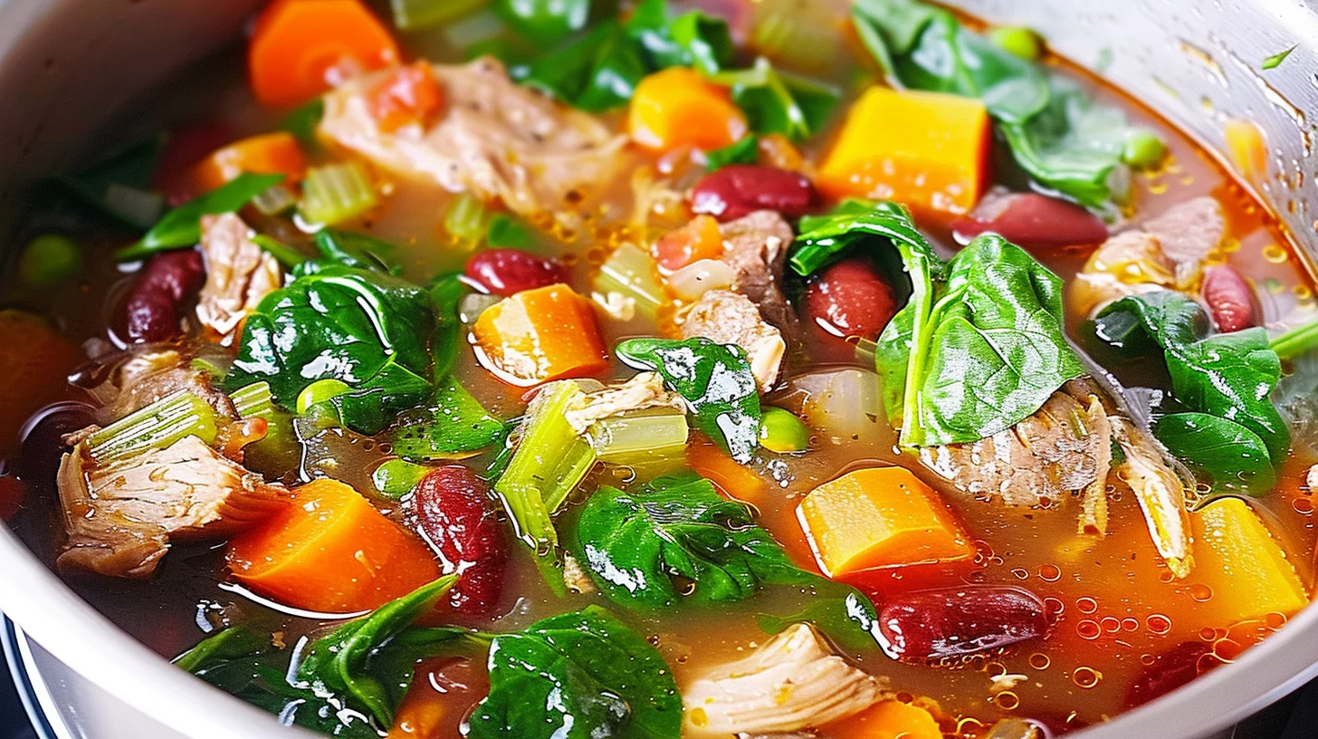 Chicken and Spinach Soup With Vegetables