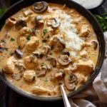 Creamy Chicken Mushroom Stroganoff With Rice