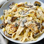Creamy Garlic Mushroom Chicken Fettuccine