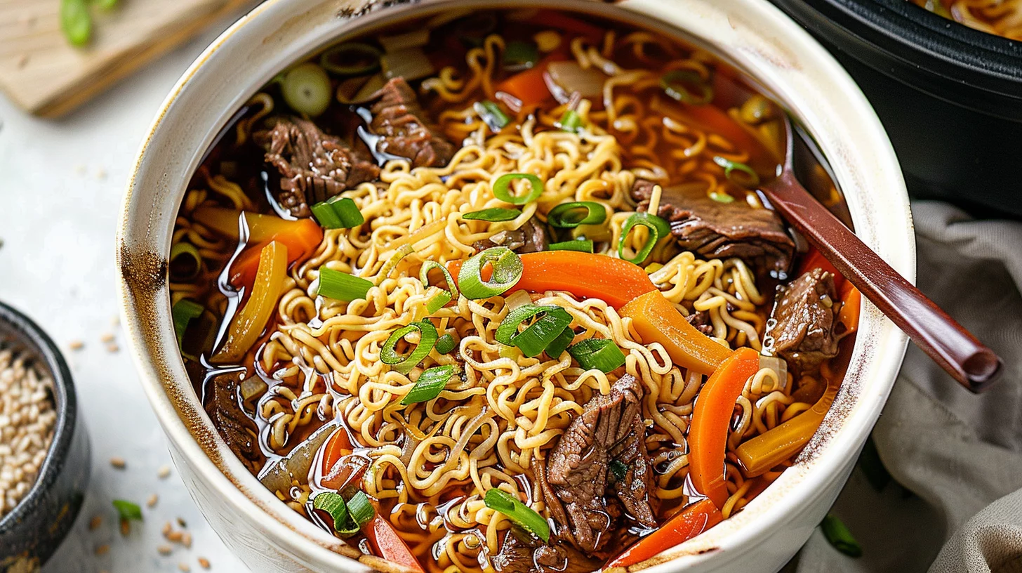 Easiest Slow Cooker Ramen Noodles With Beef