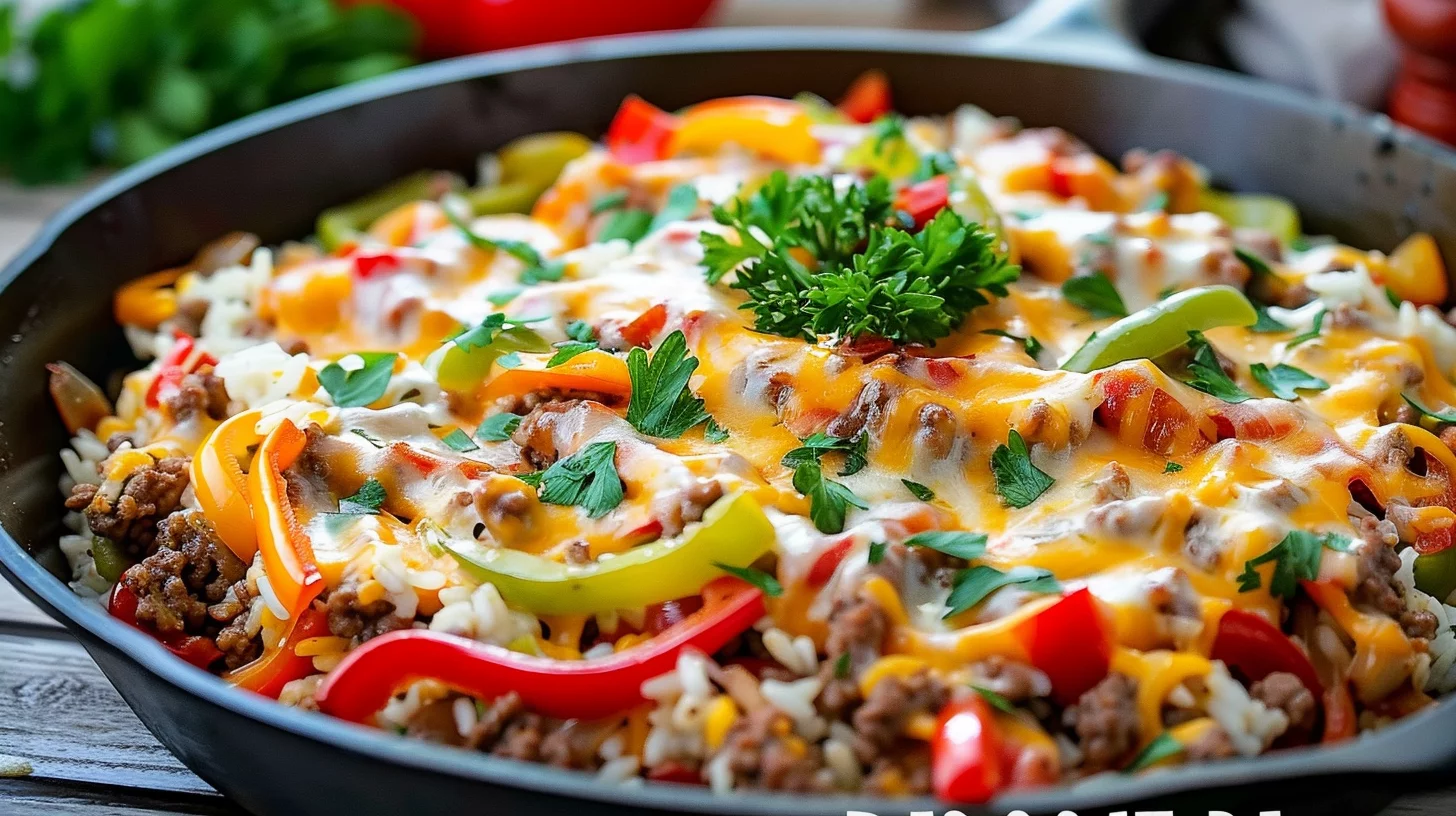 Easy Ground Beef and Peppers Skillet Dinner Recipe