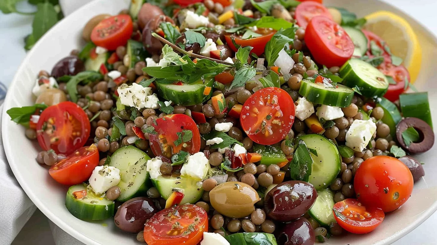 Greek Lentil Salad With Feta and Zatar Dressing