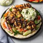Grilled Greek Chicken Souvlaki Salad With Tzatziki and Herbs
