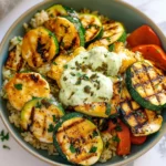 Grilled Halloumi Rice Bowl With Zucchini and Herb Yogurt
