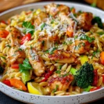 Lemon Chicken and Veggie Orzo Stir Fry