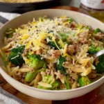 Lemon Pepper Ground Turkey and Broccoli Orzo