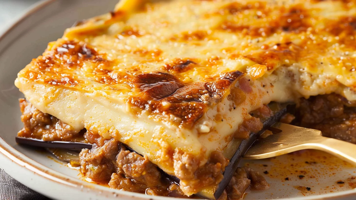 Moussaka With Lamb Eggplant and Béchamel Layer