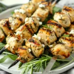Rosemary Ranch Chicken Kabobs With Feta and Greens