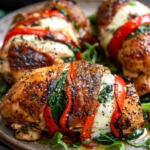Savory Stuffed Chicken With Roasted Red Peppers Spinach and Mozzarella