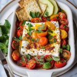 Spicy Baked Feta With Tomatoes Peppers and Herbs