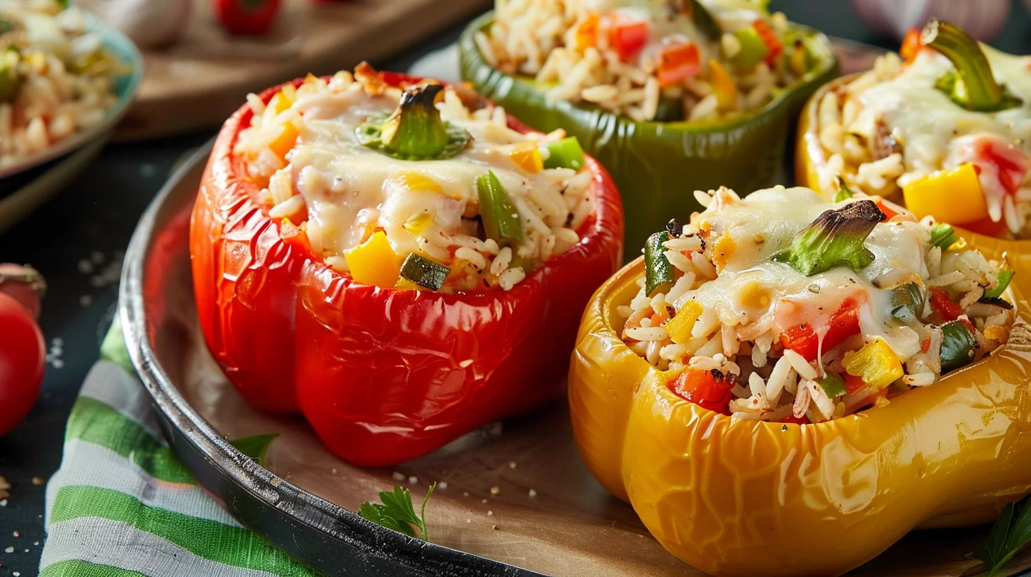 Stuffed Bell Peppers With Rice and Veggies