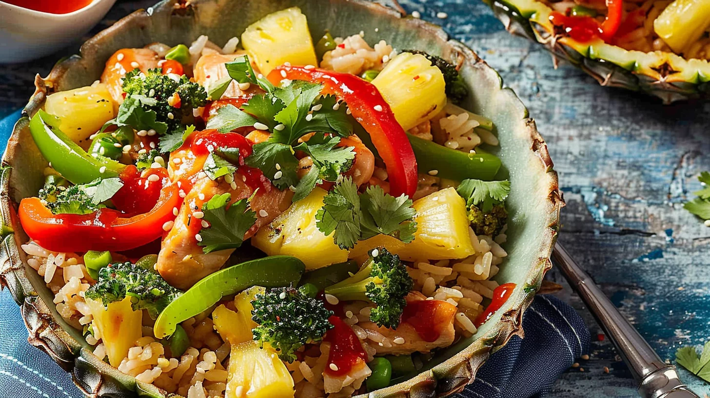 Sweet and Spicy Pineapple Chicken Rice Bowl
