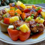 Teriyaki Pineapple Chicken Stuffed Peppers