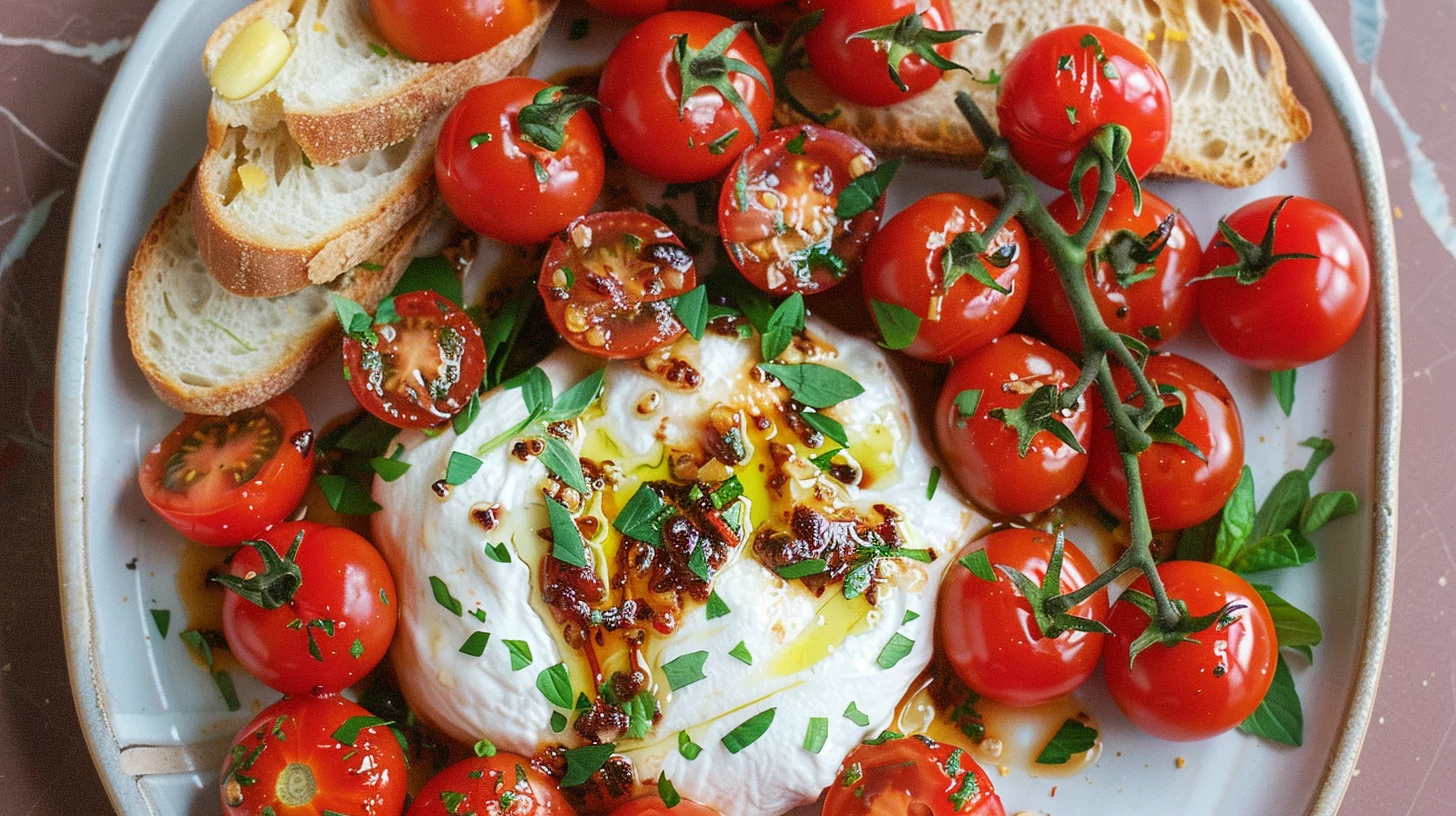 Tomato Garlic Confit With Burrata