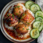 Caramelised Soy Chicken In Garlic Ginger Broth With Rice