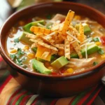 Chicken Tortilla Soup with Crunchy Toppings