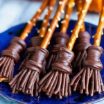 Chocolate Covered Pretzel Rods Witch's Broomsticks