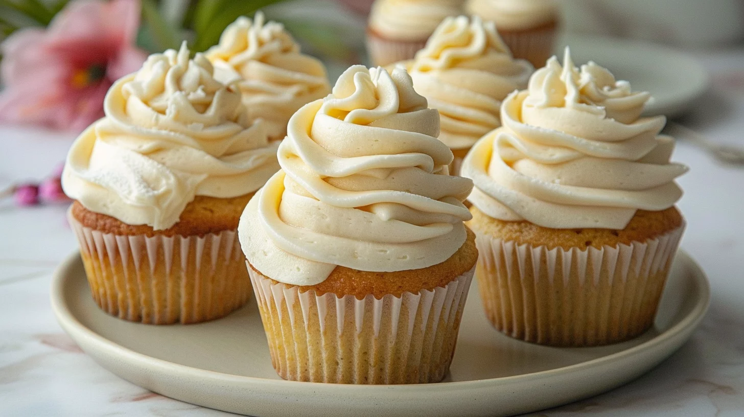 Fluffy Vanilla Cupcakes with Buttercream