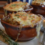 French Onion Soup with Melted Cheese