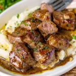 High Protein Slow Cooker Garlic Butter Beef Bites
