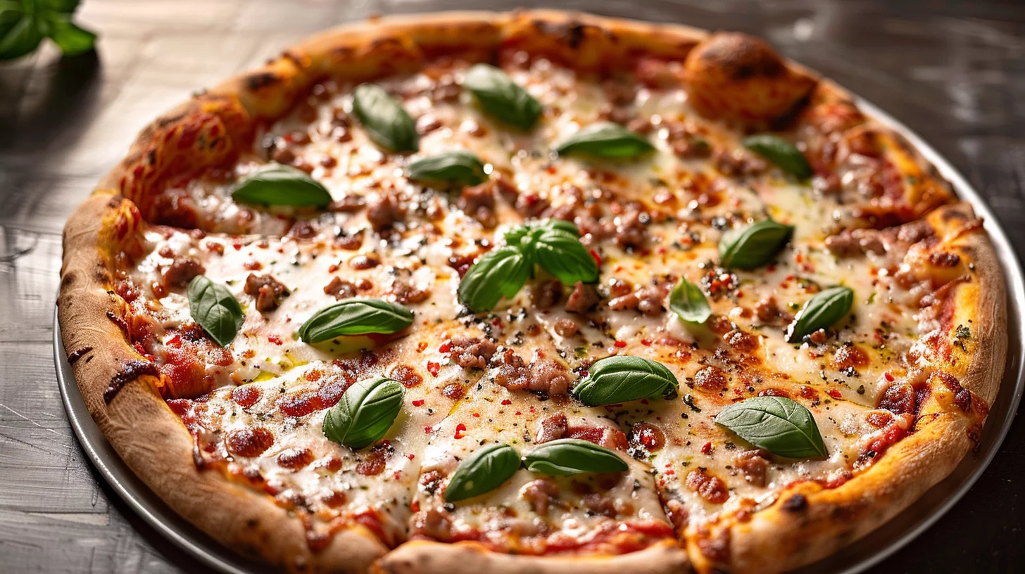 Homemade Margherita Pizza with Basil