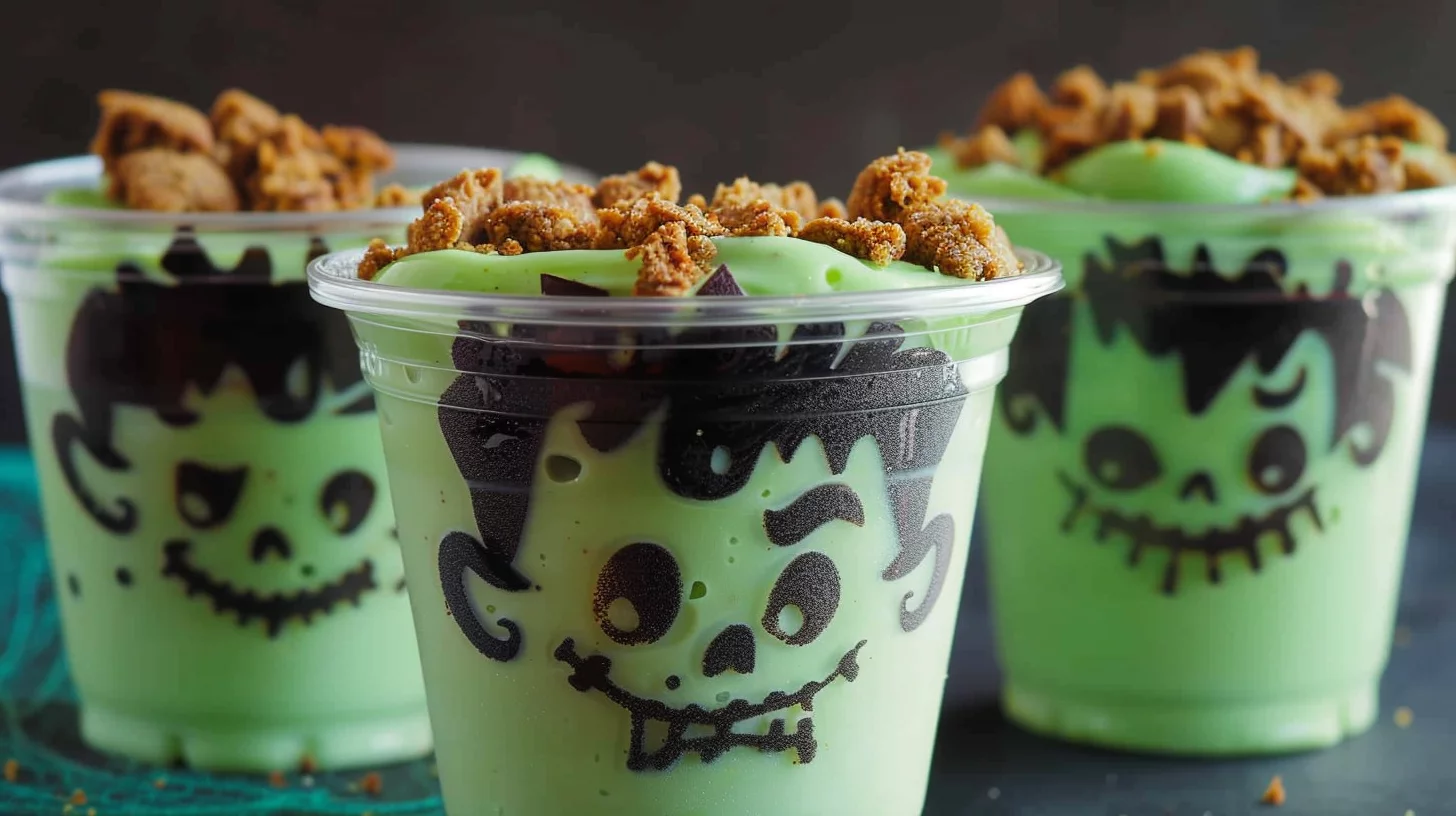 Spooky Frankenstein Pudding Cups