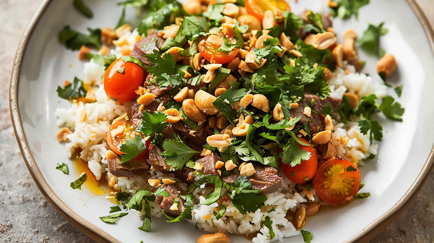 Zesty Ginger Lime Beef With Creamy Coconut Rice