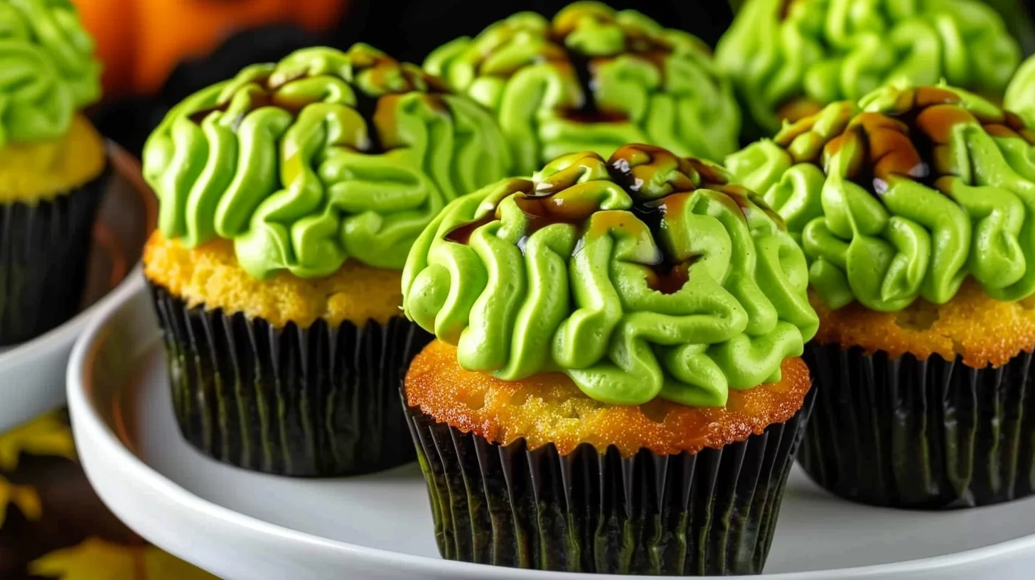 Zombie Brain Cupcakes
