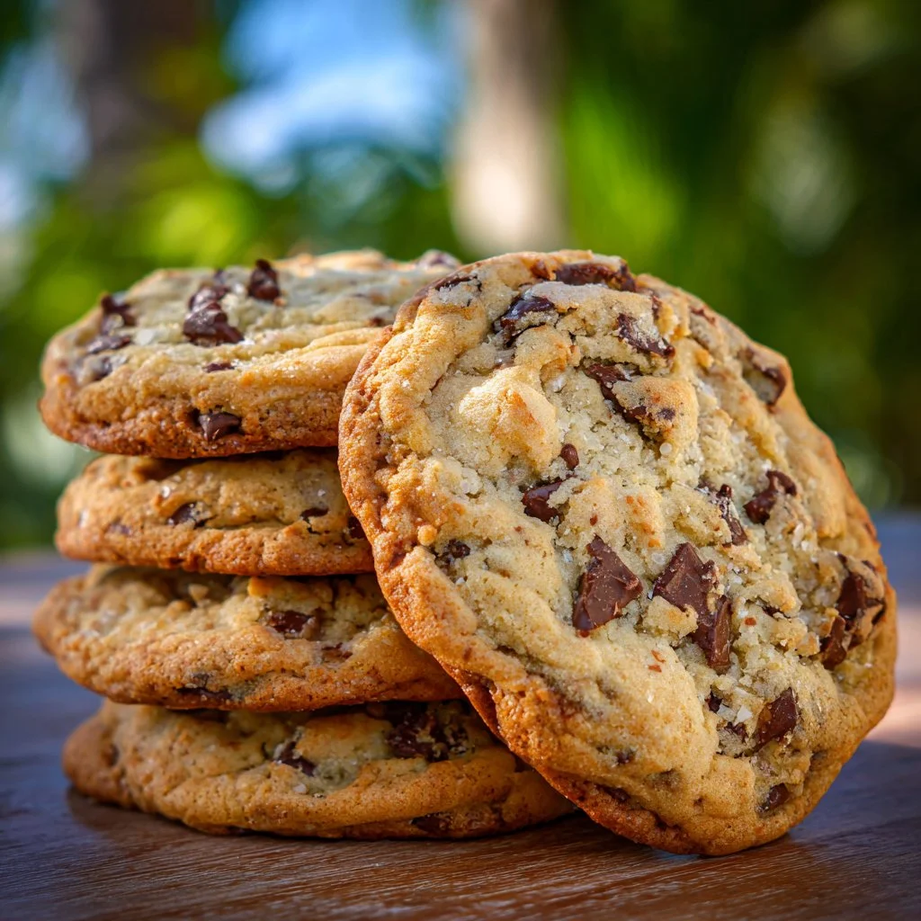 Delicious homemade chocolate chip cookies on a baking tray.