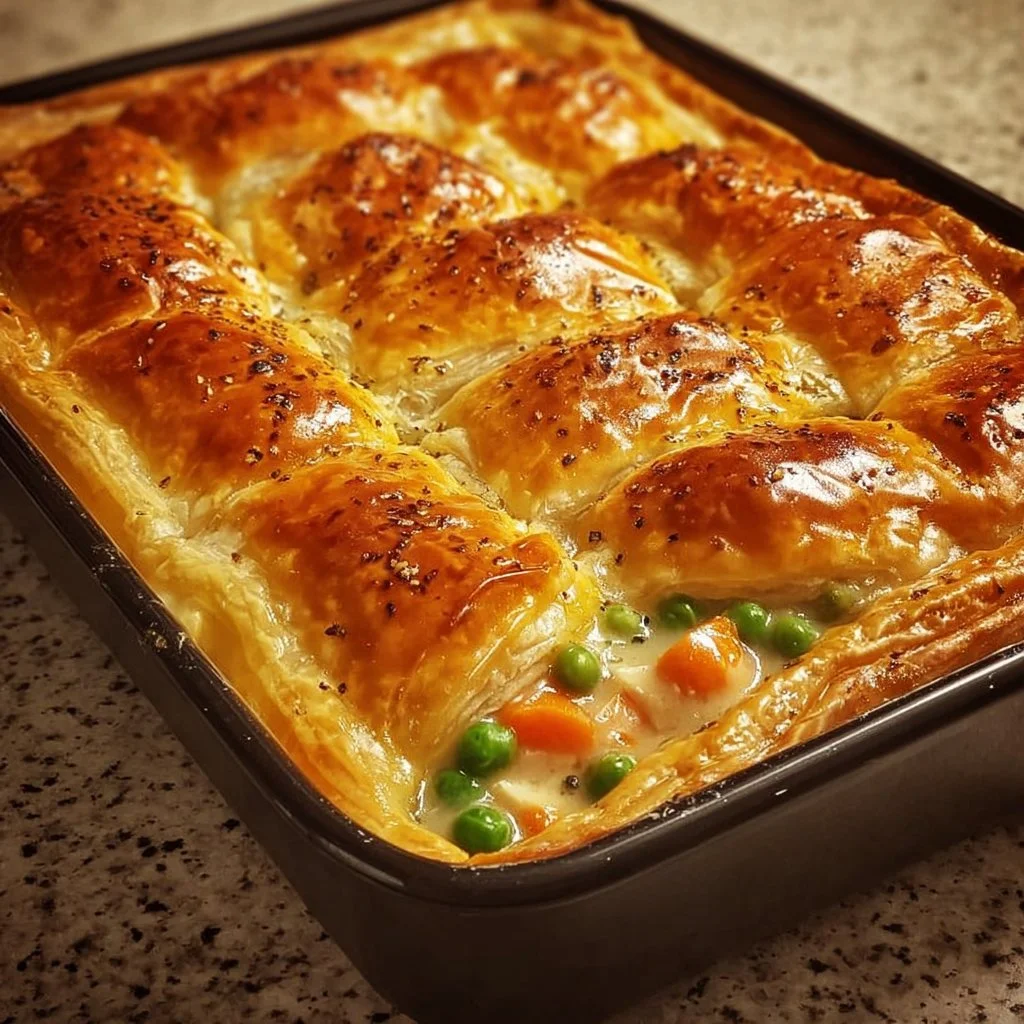 Delicious homemade Chicken Pot Pie: flaky crust filled with chicken and vegetables