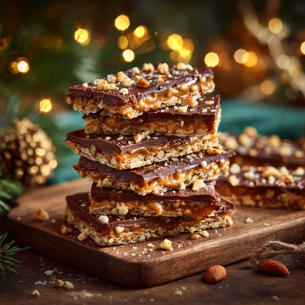 Delicious homemade Christmas Crack with Saltine crackers and toffee