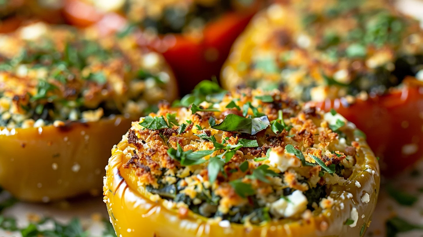 Feta Spinach Stuffed Peppers