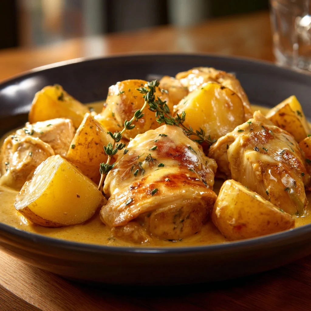 Garlic Parmesan Chicken and Potatoes in a crockpot meal preparation