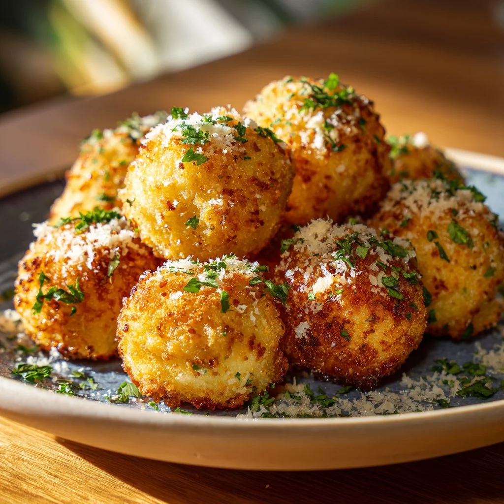 Michael Symon's tempting Arancini recipe featuring crispy rice balls and rich fillings