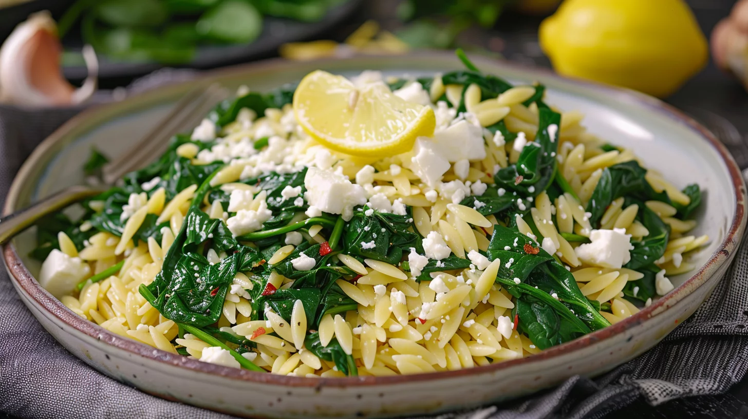 Orzo Pasta with Spinach & Feta